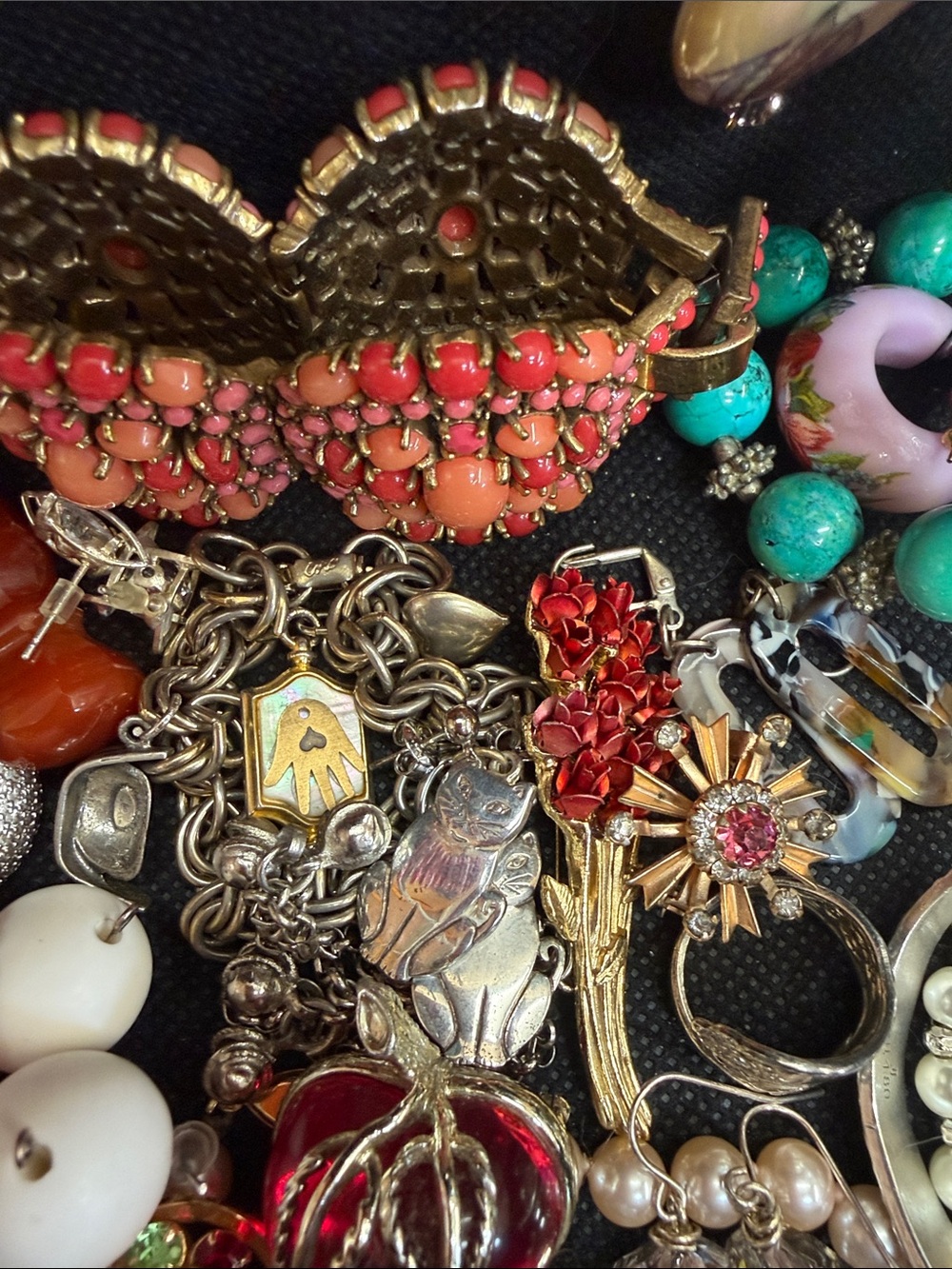 Ultimate mom jewelry box and jewelry - Pink, Turquoise, Coral - with box - Picture 3 of 11